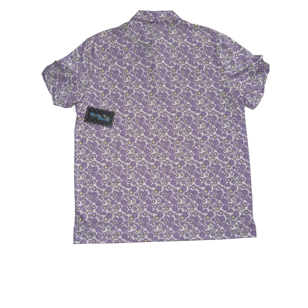 NEW Birdie Bound Mens Large Purple Daisy Floral Golf Polo Shirt UV Stretch NWT - Picture 2 of 8
